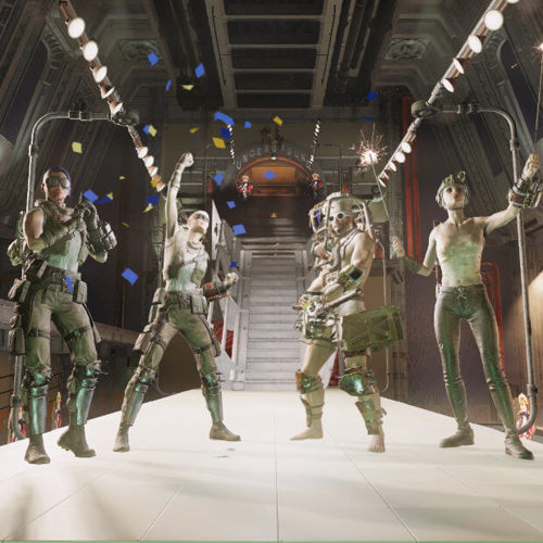 Contestants pose after a Fashion Wars competition
